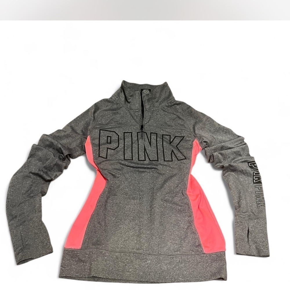 Victoria's Secret PINK Gray and Pink Long sleeve Sweatshirt with Thumbholes